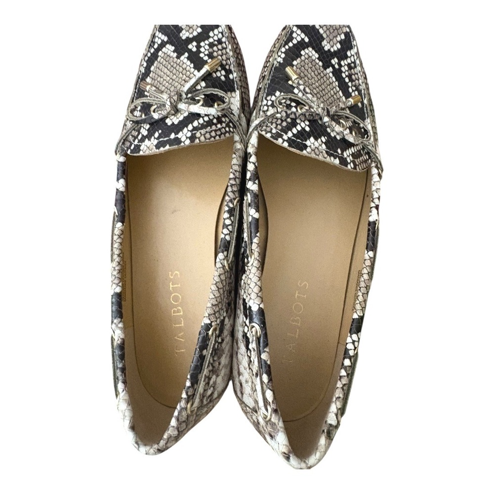 Talbots sz 8 Becca Snakeprint Leather Loafers Flats with Bow Excellent ! - Picture 5 of 11